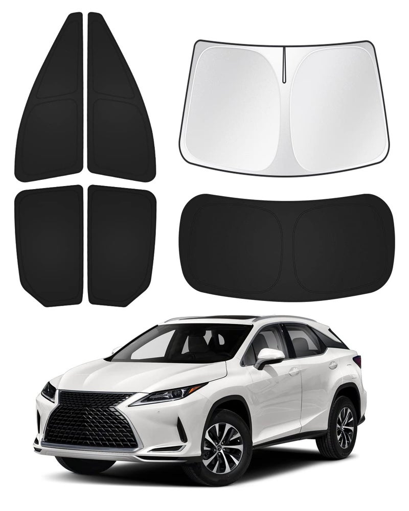 Canvcle Sunshades for 2016-2022 Lexus RX Accessories Windshield Sun Shade Side Rear Window Shade Cover Sun Visor Shield Privacy Protection for Camping Keep Vehicle Cool Black 6PCS - Image 1